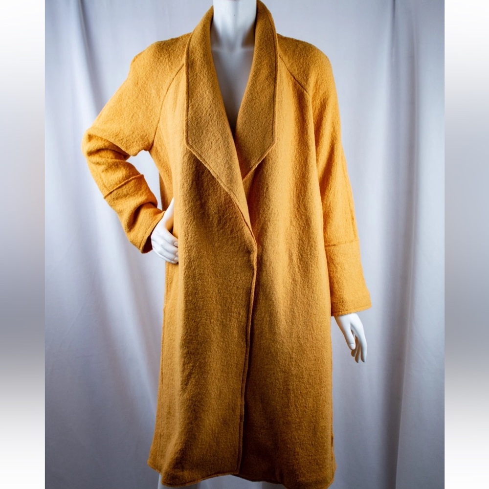 Tahari Mustard Yellow Wool Long Pea Coat Jacket EUC - Picture 6 of 13